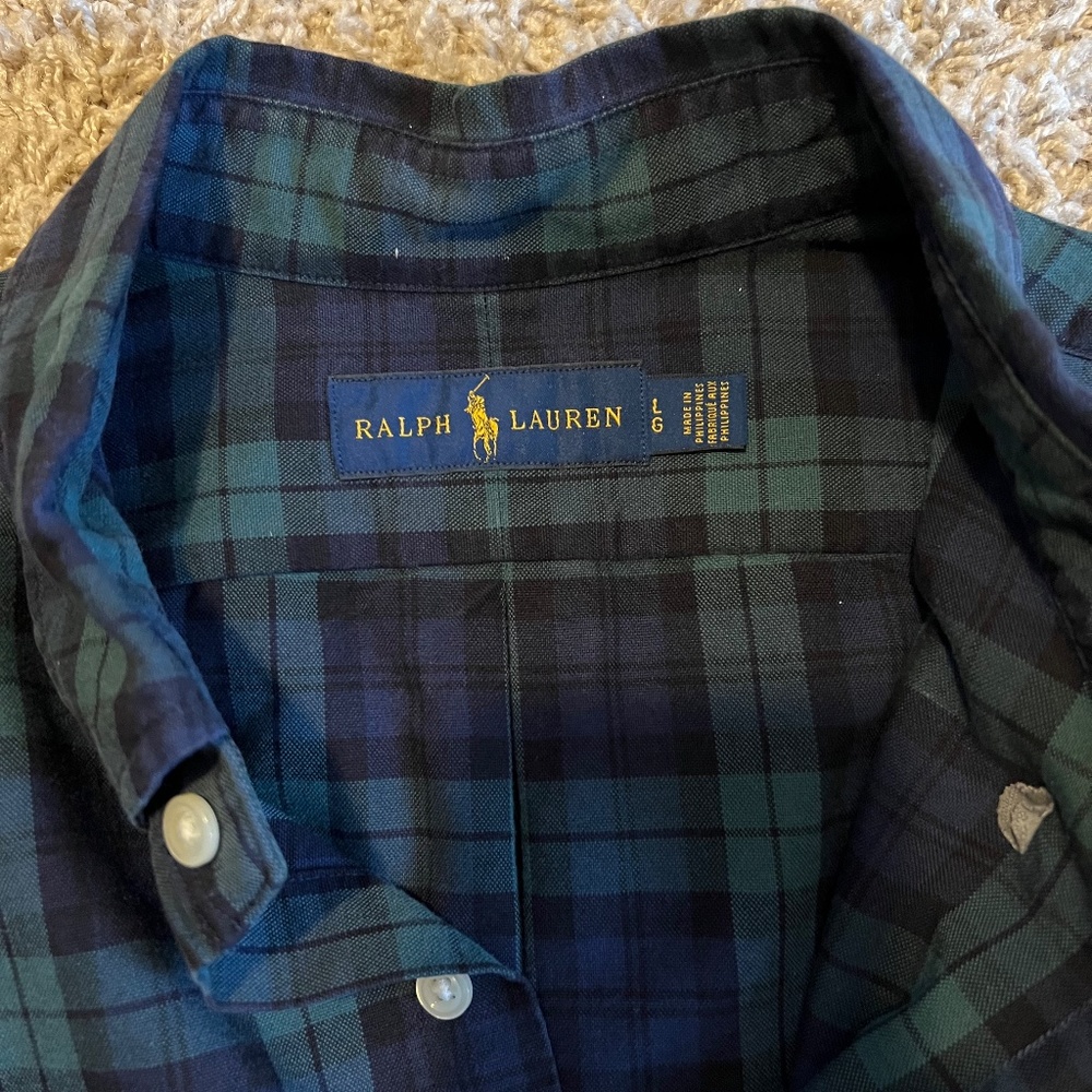 Men's Ralph Lauren Plaid Button Down Long Sleeve Shirt - Large